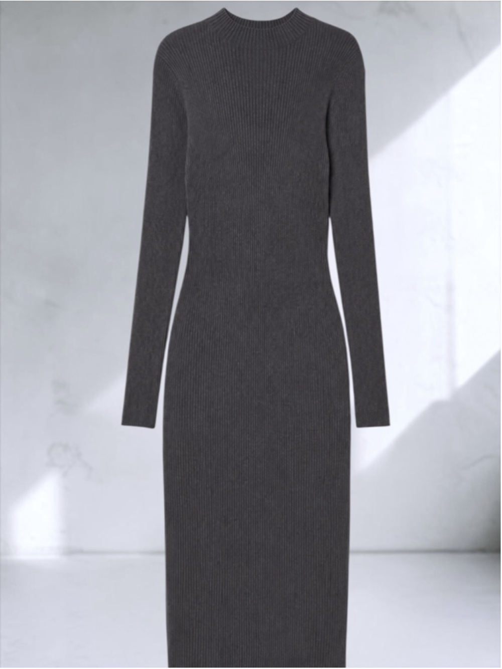 H&M Gray Rib-Knit Mock Turtleneck Midi Dress - Picture 8 of 8
